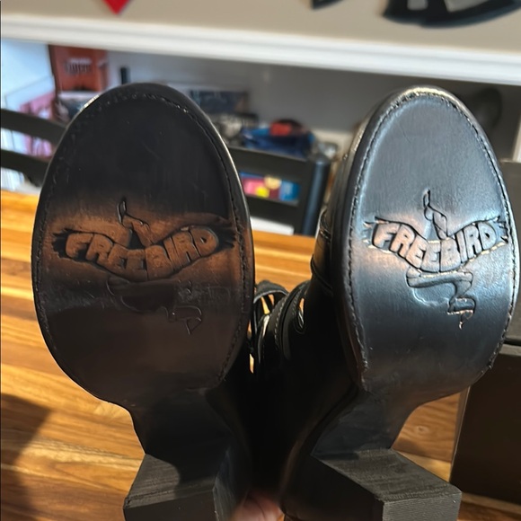 Freebird Black Heeled Boots with Buckles - Picture 3 of 8